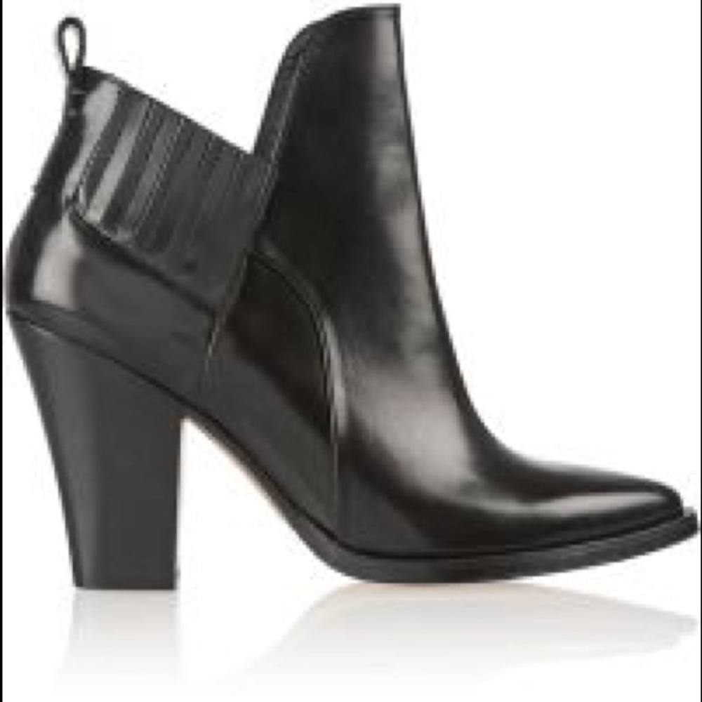 Maje Glossed Leather Ankle Boots